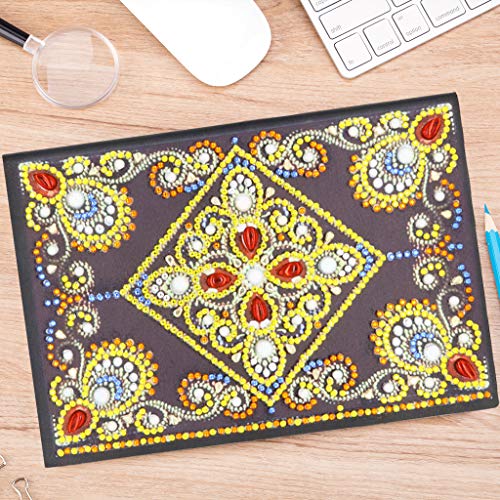 Diy 5D Diamond Art Notebook Lined Hardcover A5 ,Writing Note Book Secret Diary For Boys Sketch Books For Children Journals For Men Diamond Painting Creative Flower Decor Gift 60 Sheets, 120 Pages #TOP4
