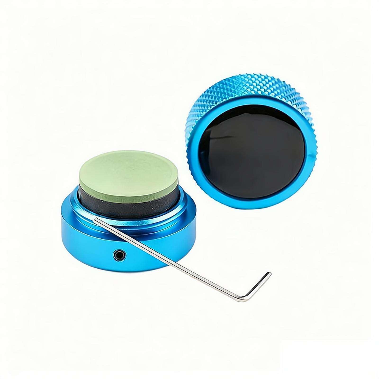 Pool Chalk Holder Round Shaped Practical Tool Billiards Accessories Magnetic Mini Chalk Tip Case Container Round Box Billiards New Upgrade (Blue)
