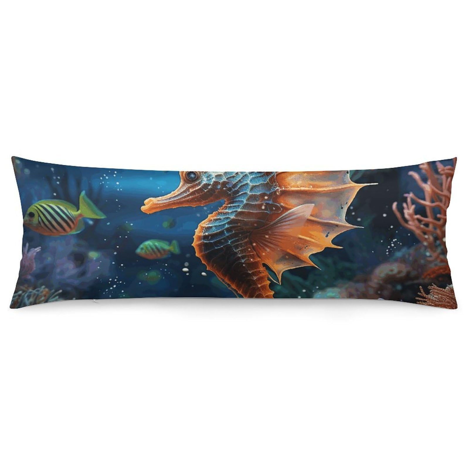 2 Pack Pillow Cases for Hair and Skin, Soft Breathable Pillow Case Covers with Hidden Zipper, Ocean Seahorse Pillowcase 20"x54" Pillow Covers for Sleeping Gift