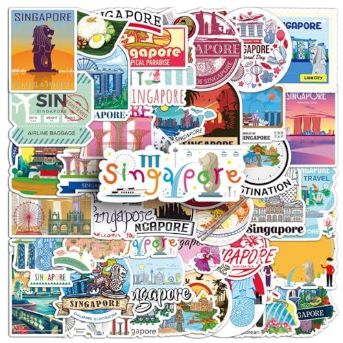 50 PCS Travel Stickers for Water Bottles,Singaporean Landscapes Stickers for Laptop Skateboard,Fashion Aesthetic Cute Vsco Vinyl Stickers Decals,Perfect Gifts for Kids Teens Adults (Travel-1)