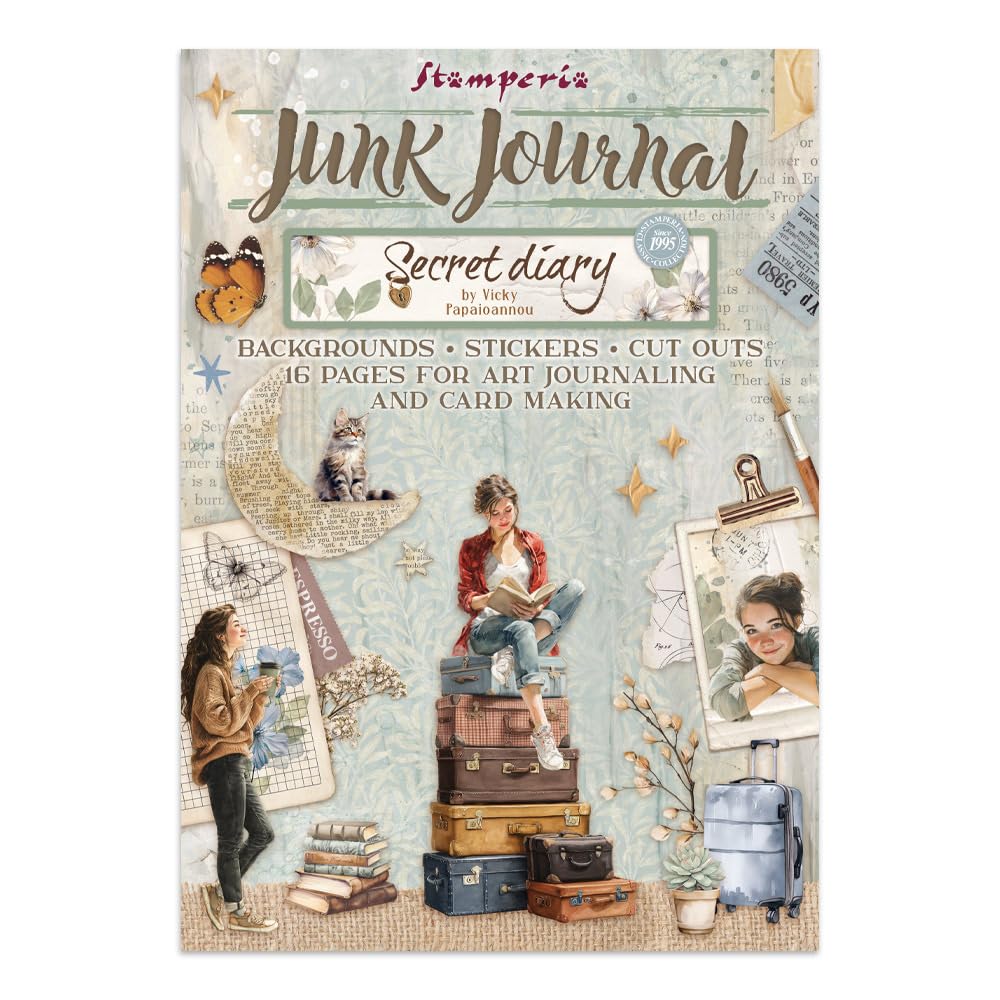 Stamperia - Junk Journal Stickers, Cut-Outs, and Backgrounds for Scrapbooks, Albums, Card Making, Bullet Journalling and More, Perfect for Hobbies, Crafts, and Gifting (Secret Diary)