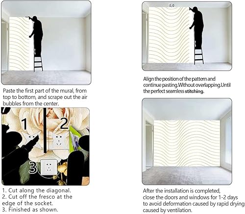 Miniatura 4 de Papel tapiz con textura dorada, diseño decorativo de geometría a cuadros, fácil de instalar (W) 40 pulgadas de ancho x 31.5 pulgadas de alto