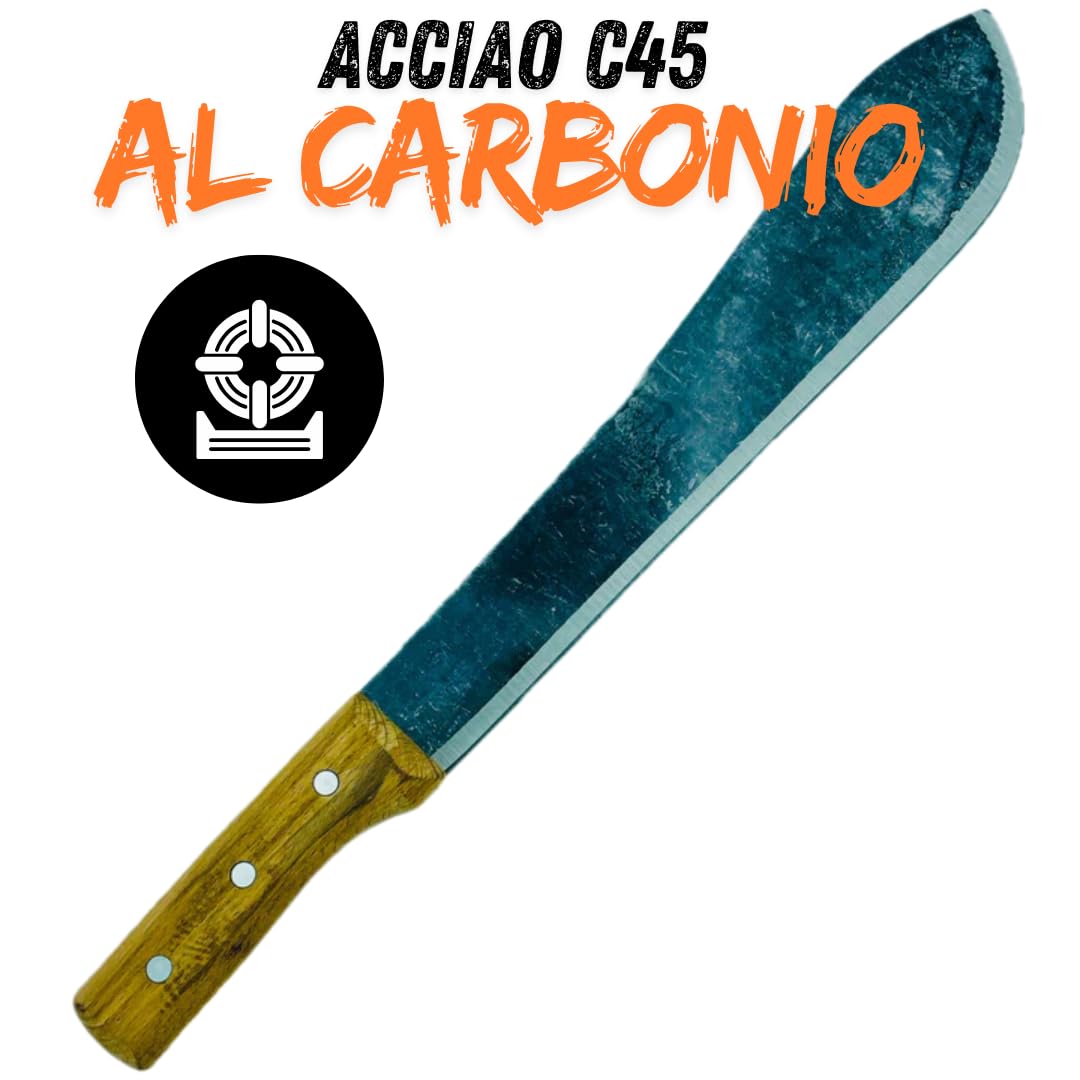 Machete Professionale con Fodero - Lama in Acciaio e Manico in Legno - Strumento da Taglio Outdoor Resistente per Campeggio