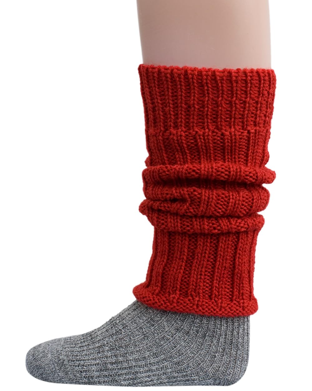 Hirsch Natur Red Merino Children's Leg Warmers Chunky Knit 100% Virgin Wool (Kbt), One Size