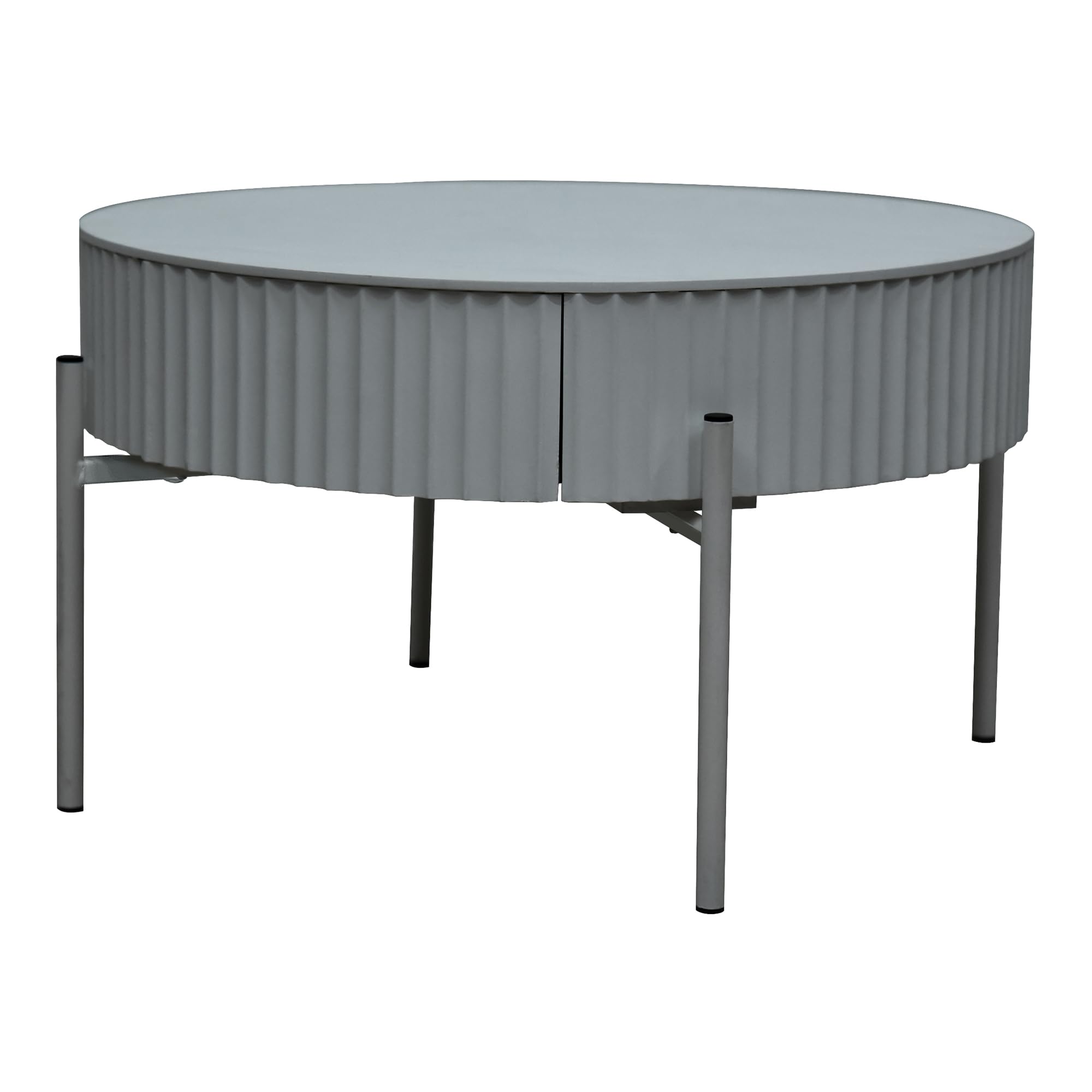 [en.casa] Table Basse de Salon avec Plateau Rond et Tiroir Table d'Appoint Design Élégant Intemporel avec Compartiment de Rangement MDF Métal 36 x 60 cm Gris