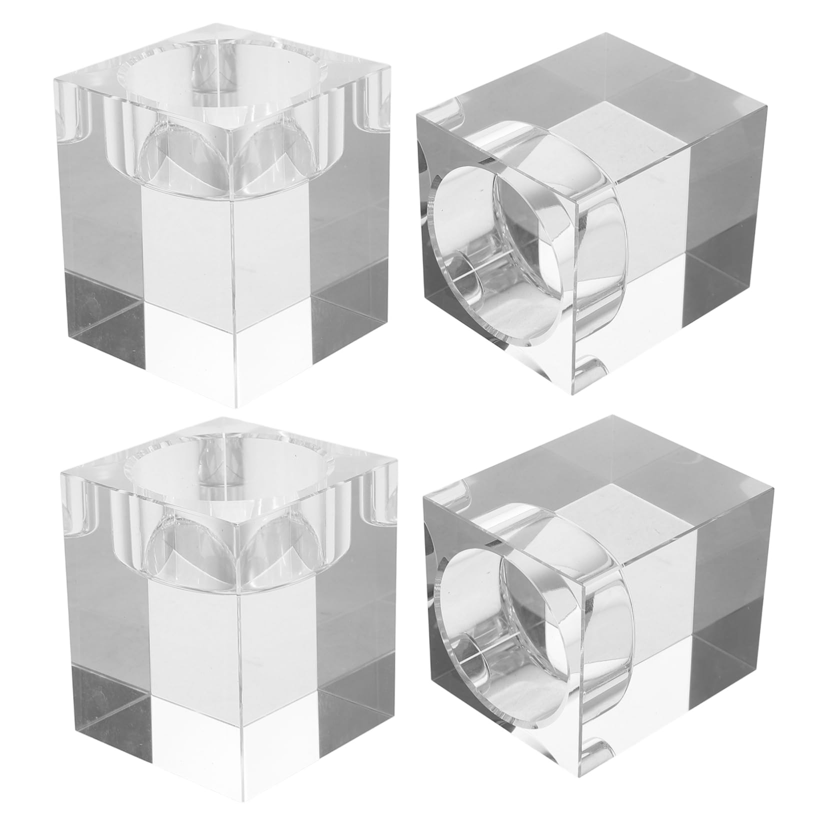 Portavelas de Té Cuadrados de Cristal Transparente 4 Piezas | Decoración para Centro de Mesa y Hogar, Diseño Elegante y Estable, Adecuado para Boda y Café