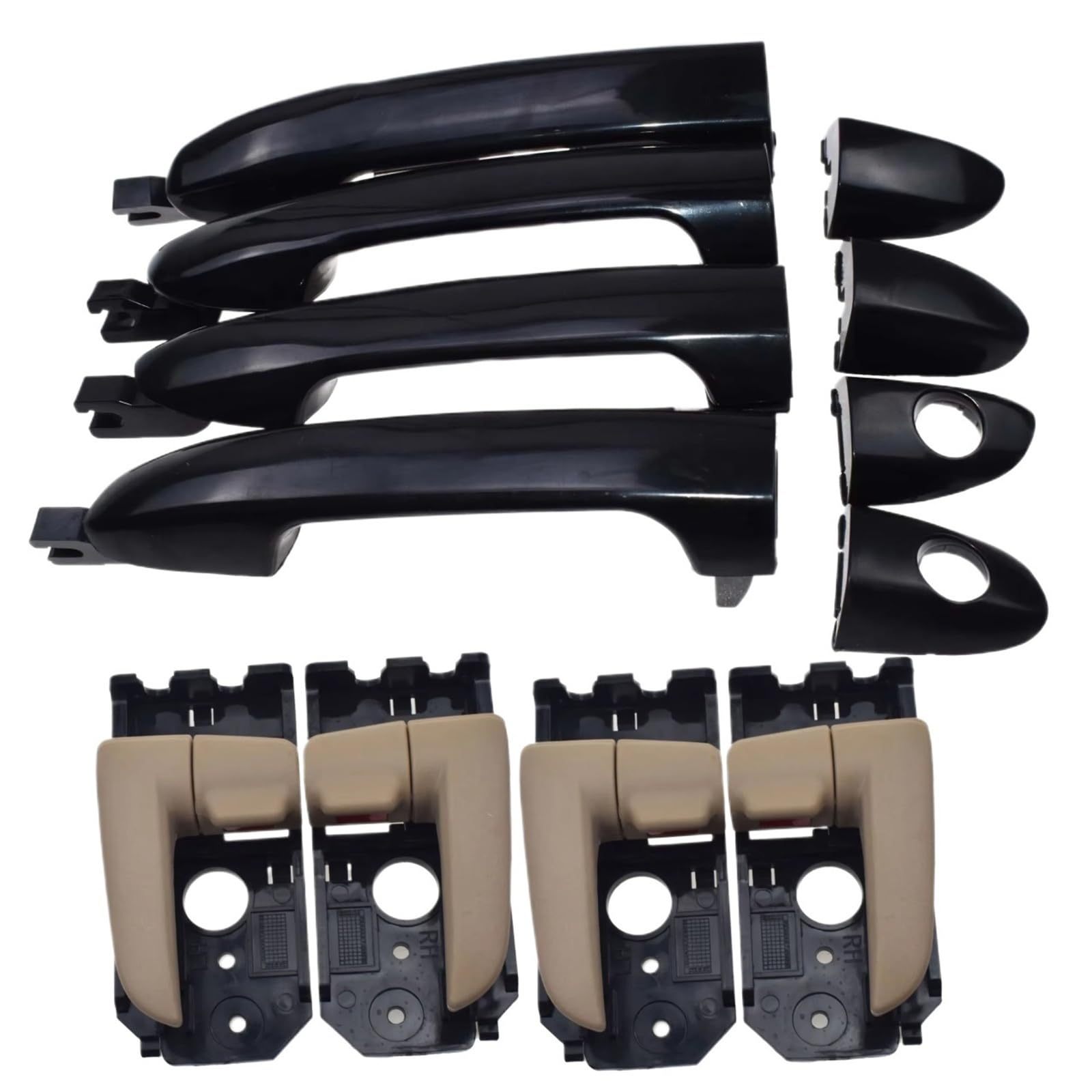 Kpuwers Exterior Door Handle Outside Inside Door Handle Kit 82650-2F000 82660-2F000 83650-2F000 83660-2F000 for Kia for Spectra for Cerato 1.8L 2.0L 2004-2009 Handles Replacement(Beige 8 piece Kit)