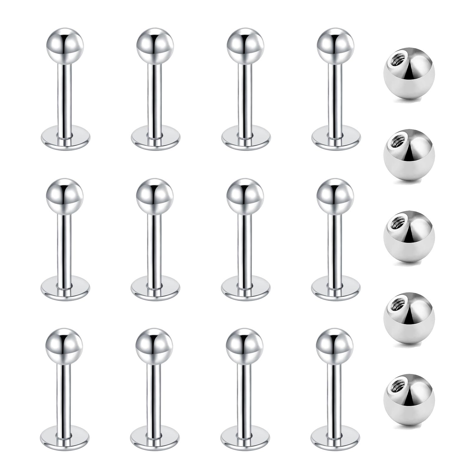 16G Piercing Labio 6-12mm Piercing Labret Studs Acero Inoxidable Plata Oro Negro Piercing Hélice Medusa Ashely
