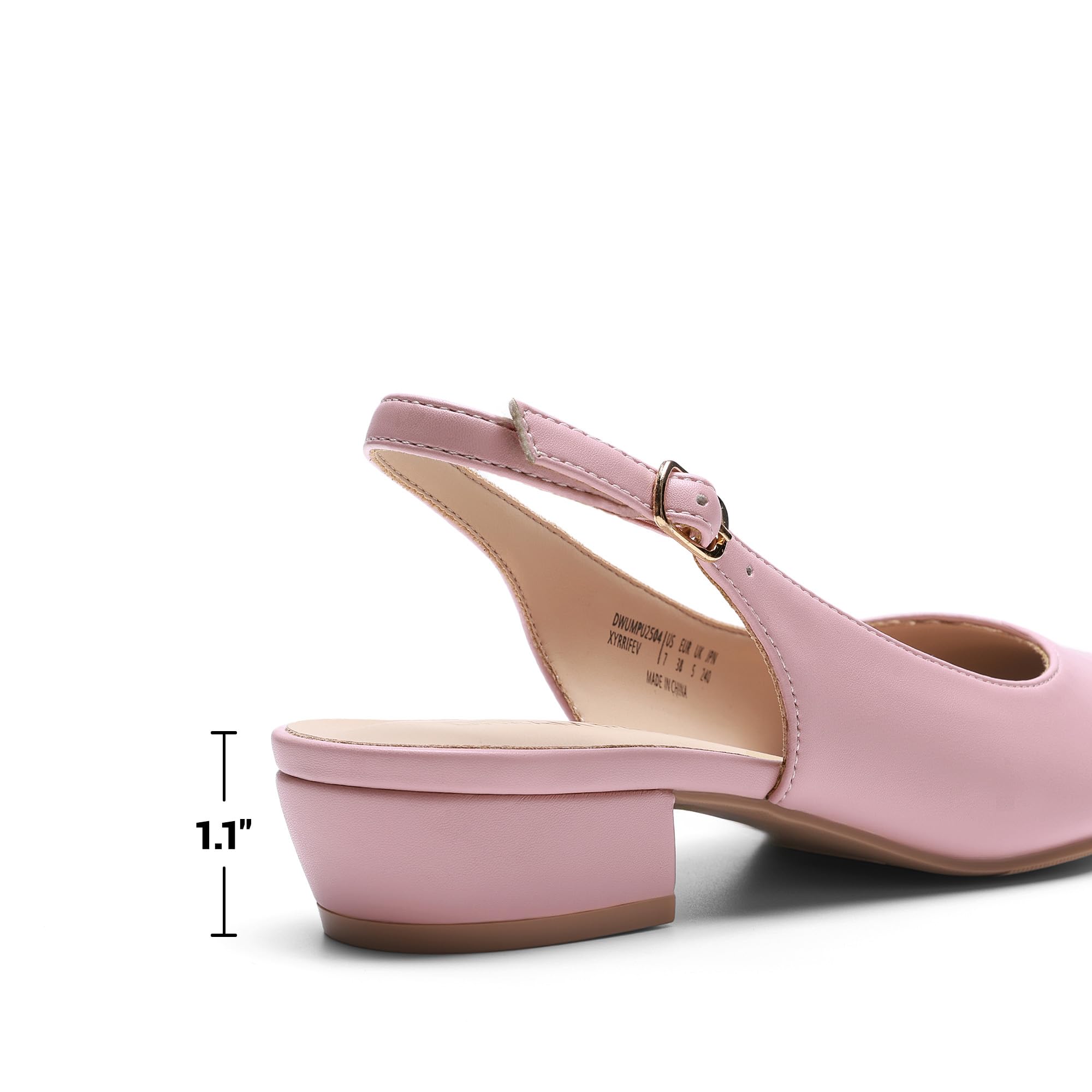 DREAM PAIRS Kitten Slingback Tacchi bassi da donna a punta chiusa punta scarpe da abito da lavoro per feste di nozze comode pompe scarpe