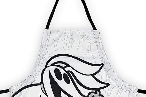 Miniatura 2 de Nightmare Before Christmas Zero - Elegante delantal blanco con correas negras, accesorio de cocina con el clásico musical animado de Tim Burton,