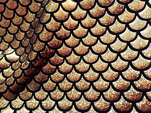 LushFabric Mermaid Scale Print Fabric Fish Tale Scales Foil, 2 Way Stretch Material Lycra Spandex, Bikini, Costume, Dress