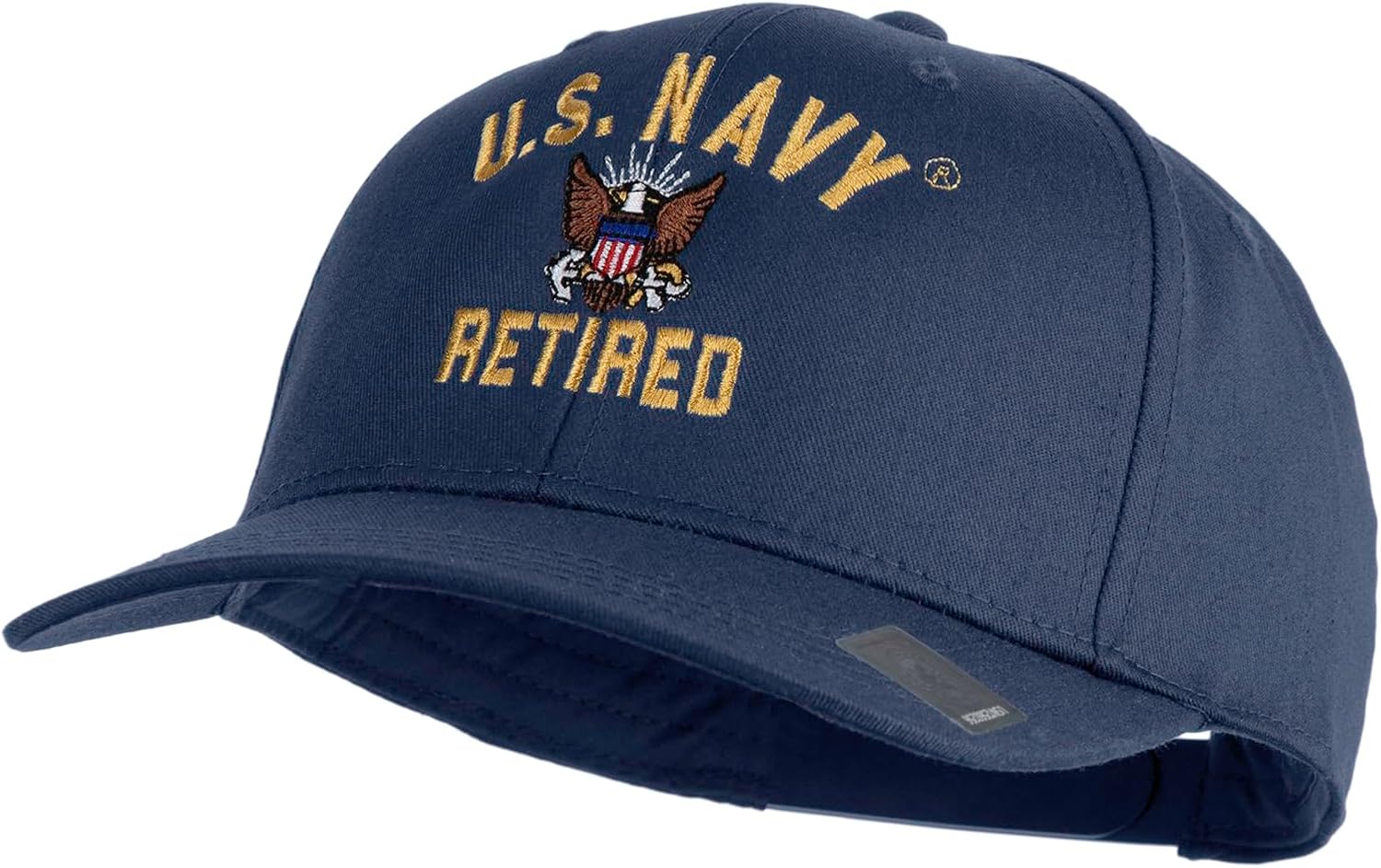 US Navy Retired Military Embroidered Solid Cotton Twill Pro Style Cap - Image 2