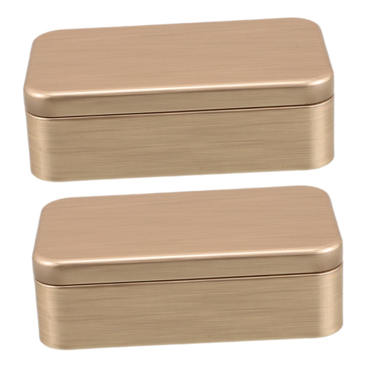 FRCOLOR 2Pcs Metal Tins with Lid Elegant Brushed Storage Containers for Jewelry Tea and Crafts Durable Retro Design for Treats Presents and Party Favors Golden