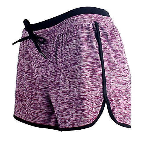 Hessimy Yoga Gym Sport Shorts Workout Running Short Pants for Women No Drawstring Solid Color Dolphin Shorts Purple