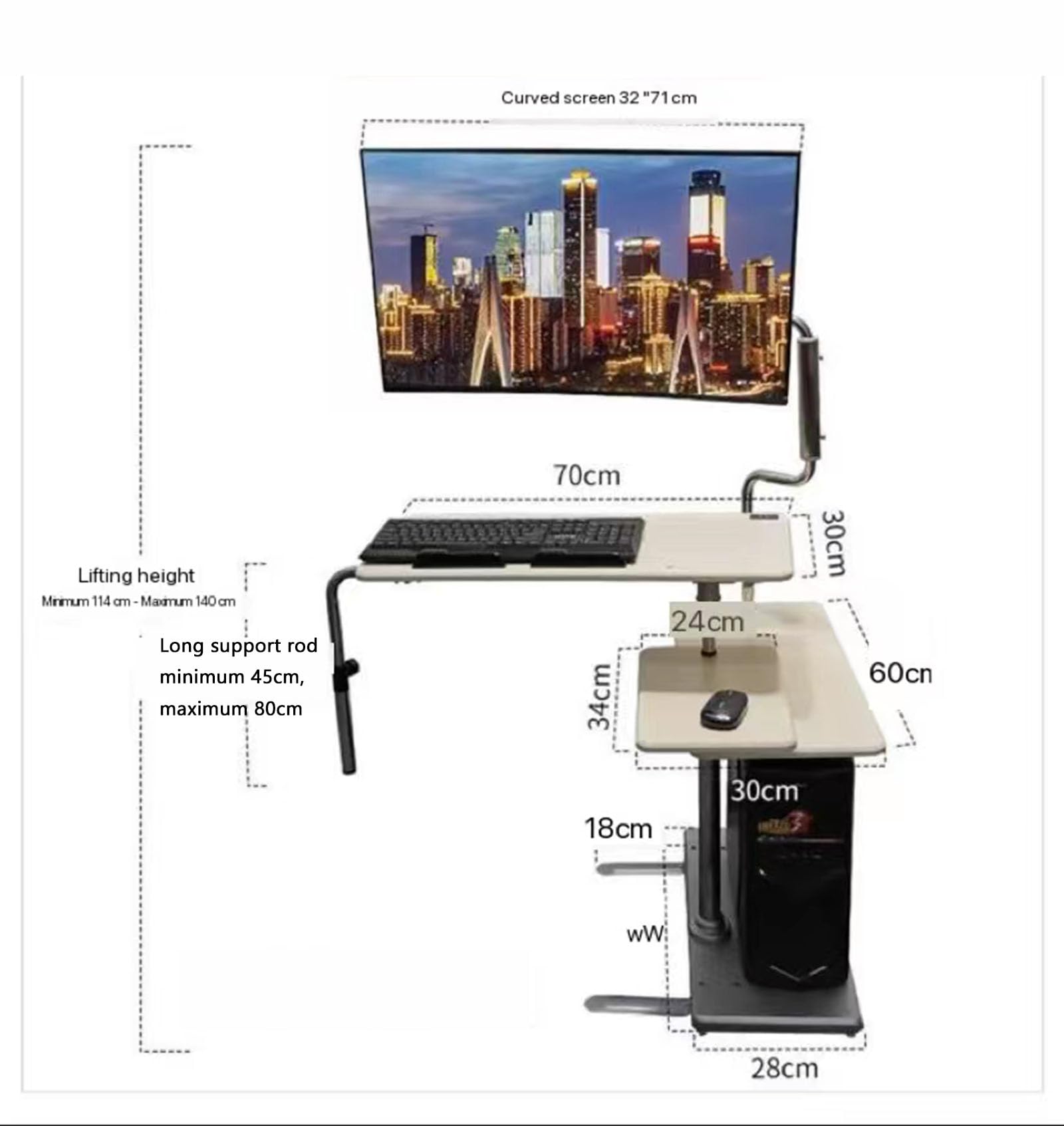 Amazon.co.jp: 360度回転するテーブルとキーボードホルダー付きの調節