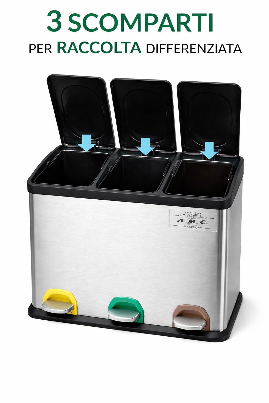 Pattumiera Bagno 3lt In Acciaio Grigio Con Apertura A Pedale E Cesto Estraibile 84398551
