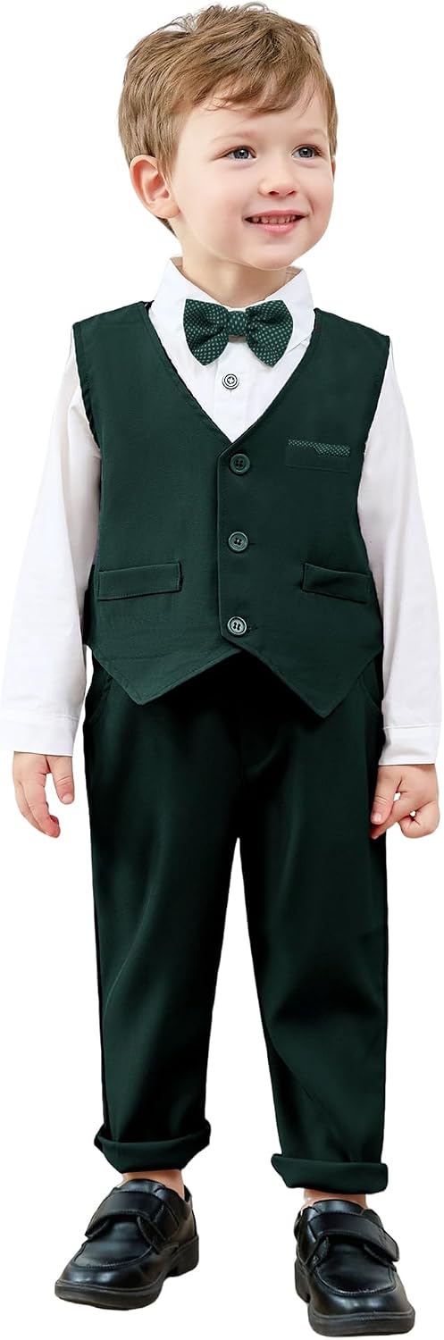 nilikastta Toddler Baby Boy Clothes Suit Gentleman Wedding Outfits Formal Dress Shirt/Bowtie/Vest/Suspender Pants 1-9 Years