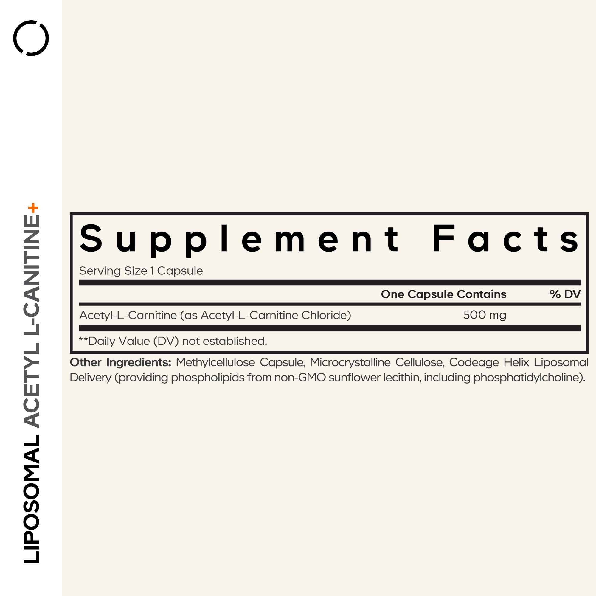 Amazon.com: Codeage Liposomal Acetyl-L-Carnitine+ Supplement - 500 mg Acetyl -L-Carnitine per Serving - 3-Month Supply, Liposomal Delivery - Alcar  Supplement - L-Carnitine - Non-GMO, Gluten-Free, 90 Capsules : Health &  Household