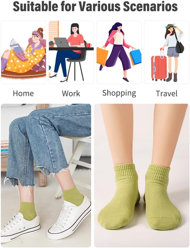 FGZ Womens Crew Socks Breathable Cotton Soft Socks Casual Thin Mid-Calf Socks for Women or Girls,5 Pairs - Image 5