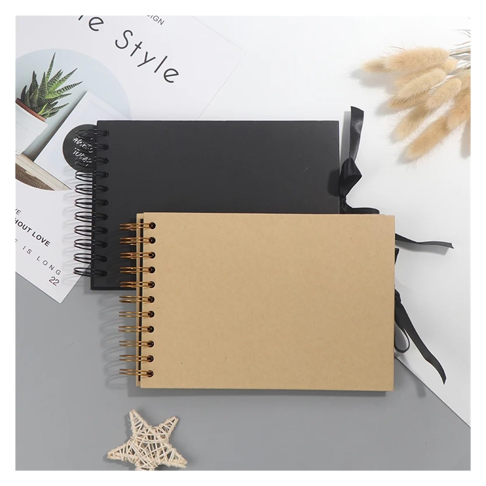 Album Photo Scrapbooking 1 Album Photo 30 Pages Noires Livres de mémoire A4 Papier Artisanal DIY Scrapbooking Photo(Khaki)