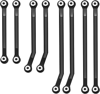 RCHUBAM RC Heightened Links Set Stainless Steel Chassis Link Rod End Kit for TRX4M K10 1/18 RC Crawler Car Upgrade Parts (Black)