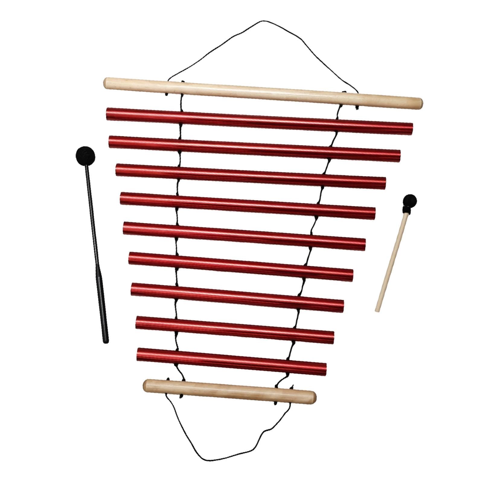 Qianly Windspiel Meditation Handglocke Klangstab Klangrohr Aus Metall mit Entspannendem Klang für Kinderbildung Entspannung Raumdekorati, Rot