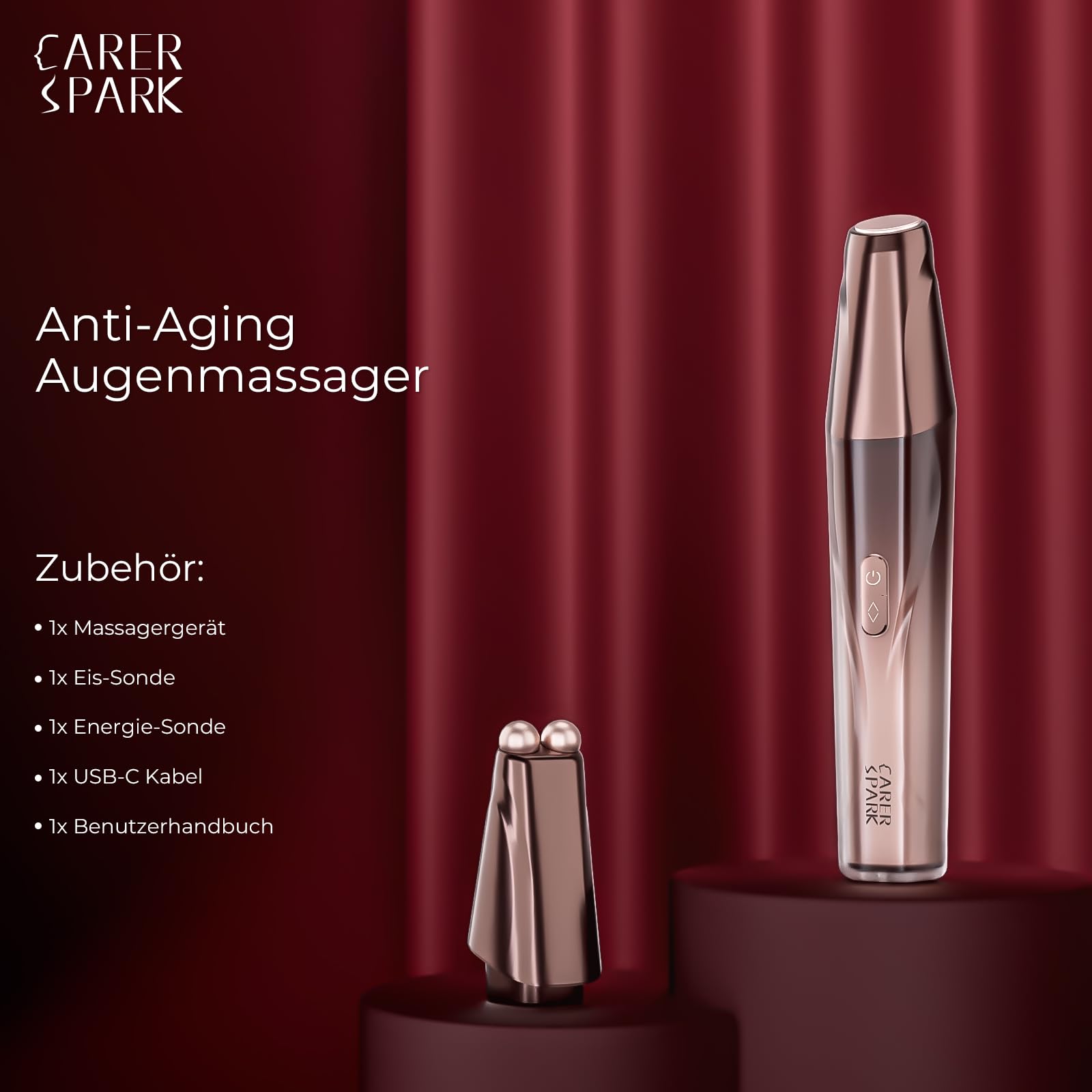 CARER SPARK Augenmassagegerät EMS Gesichtsmassagegerät Antifalten Anti-Aging mit RF Vibration Beheizte Eis für Gegen Tränensäcke Dunkle Kreise Schwellungen Anti Falten Anti Aging