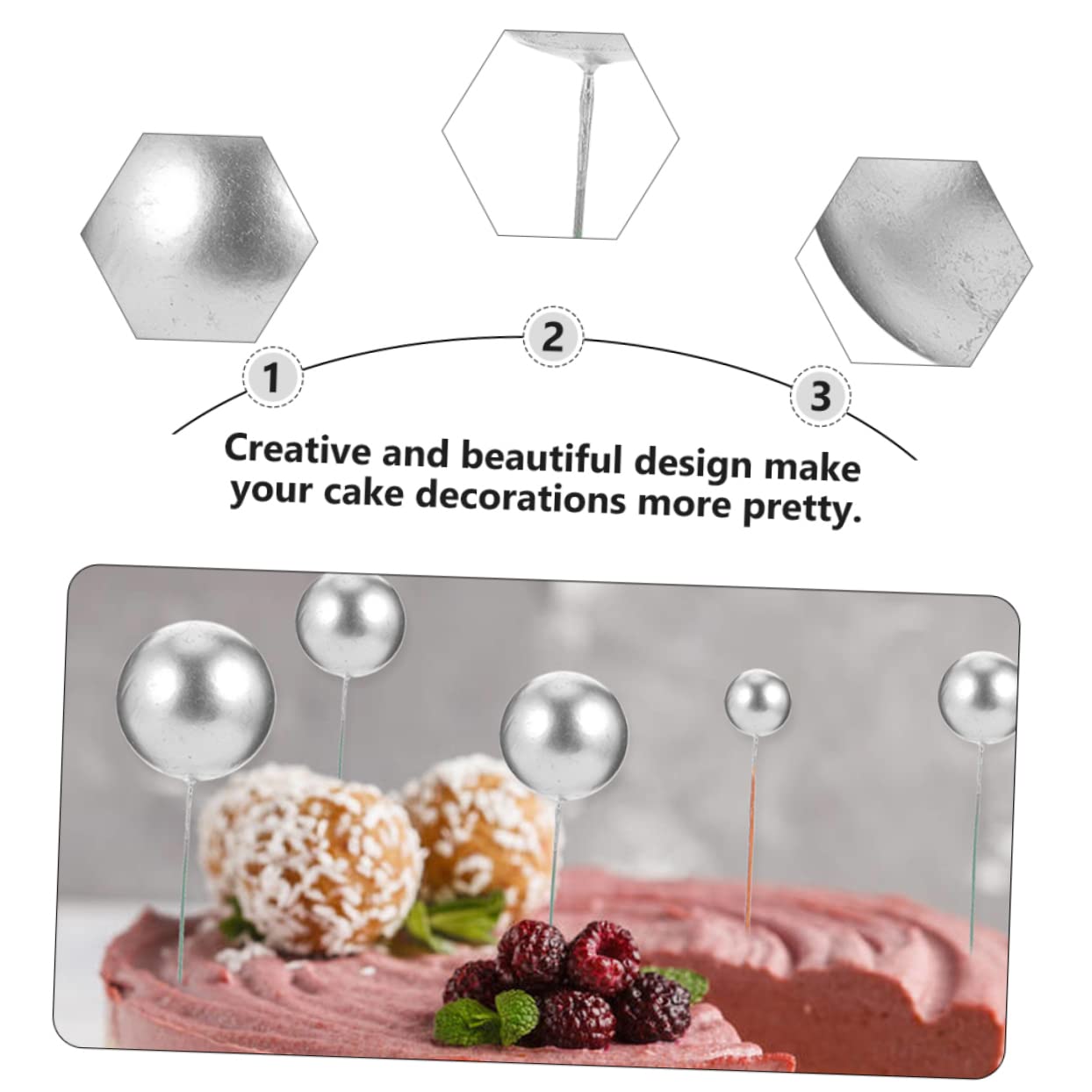 ABOOFAN 120pièces Décorations De Gâteau Boules Argentées Et Dorées pour Anniversaires Et Mariages Ornements Légers Et Attrayants pour Gâteaux Et