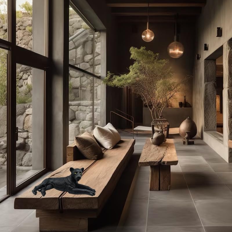 Hand-painted Resin Leopard Statue, Realistic Polystone Leopard Decorative Sculpture – Large Animal Décor Statue for Home Office, Desk, Floor, Garden & Gifts, Accent Figurine 20” x 9.5” x 7.5” (Black) - Image 5