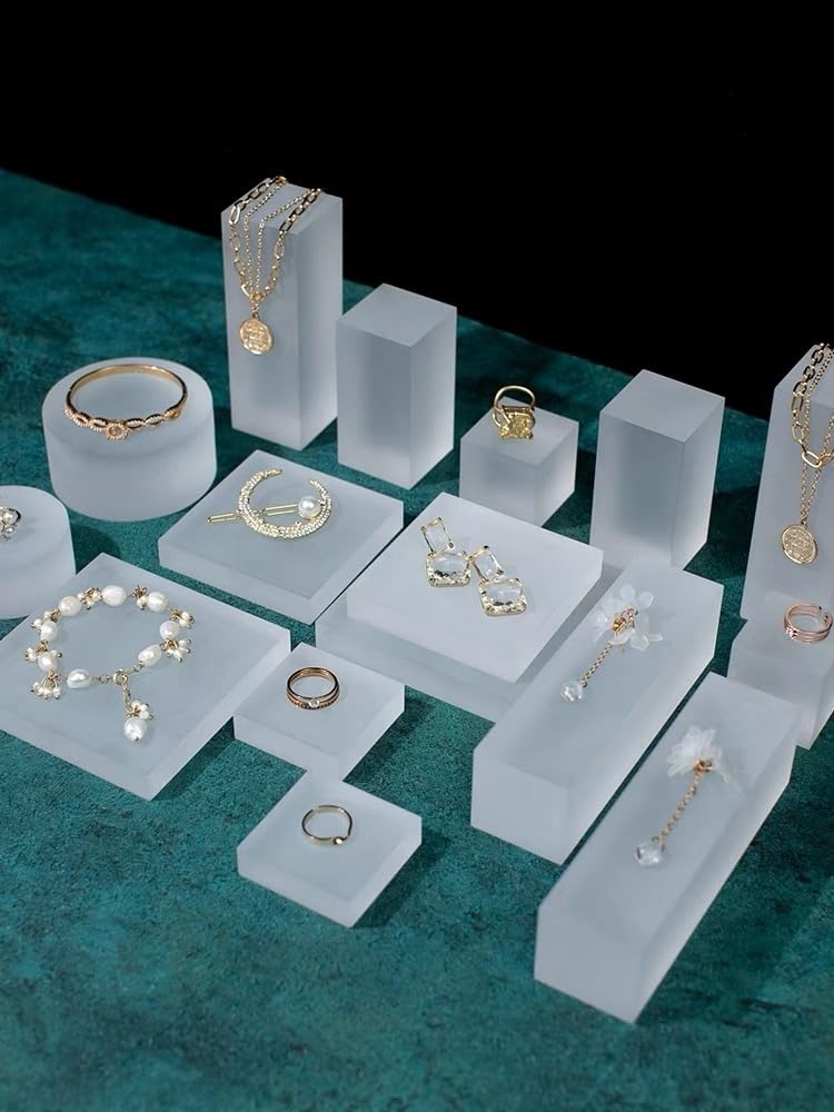 Expositores de acrílico - Expositor de joyas cuadrado esmerilado - Soporte creativo for pendientes for tiendas y hogares(17pcs)
