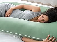 Vista 6 de QUEEN ROSE - Almohadas refrescantes para embarazo en forma de U, almohada corporal completa de maternidad para soporte de embarazadas, rayón