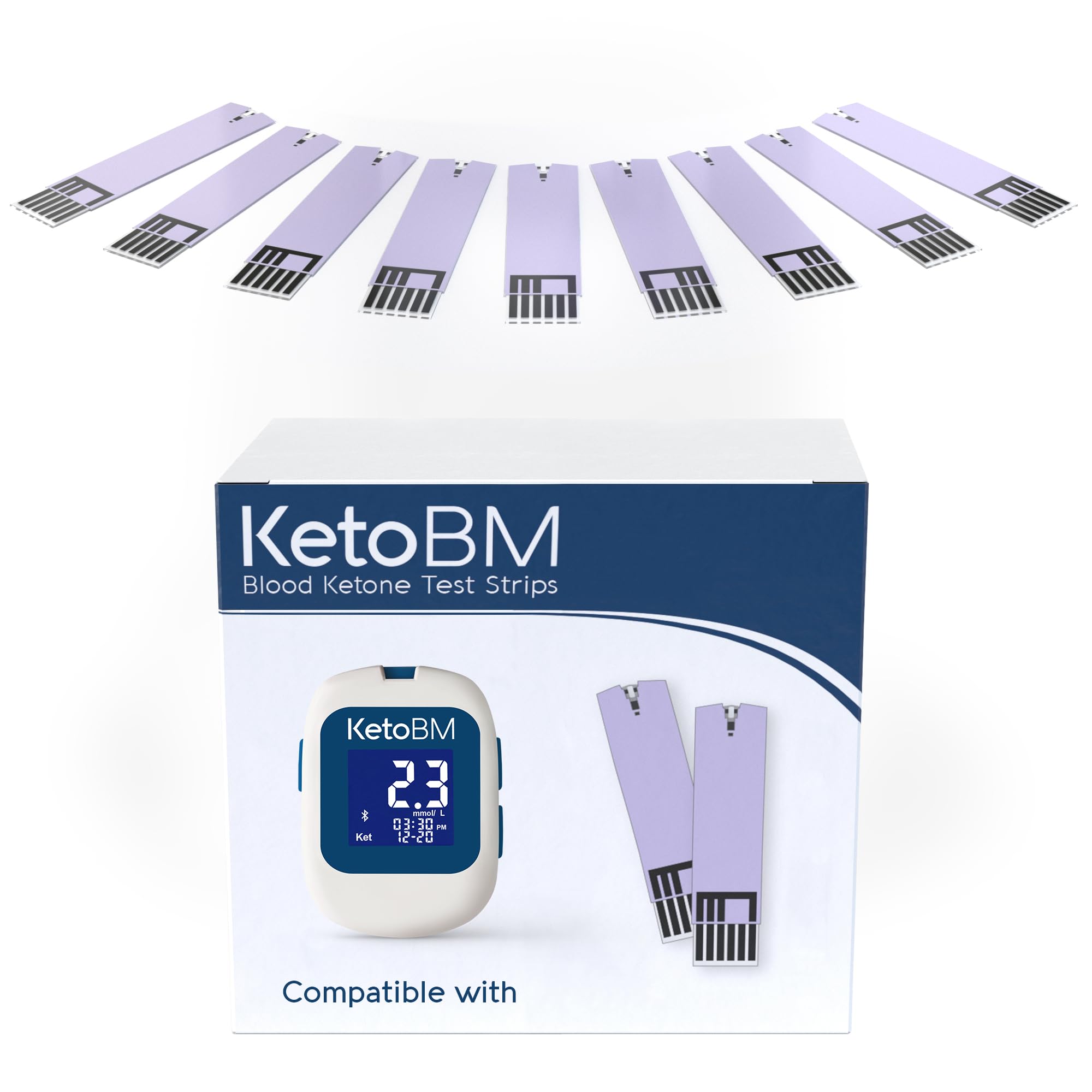 KetoBM Blood Ketone Test Strips for Dual Bluetooth Ketone &amp; Glucose Meter, 50pk