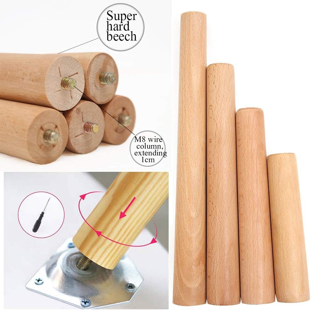 Stożkowe nogi stołowe z litego drewna, 60 cm, wymienne nóżki meblowe, ukośne nogi sofy, futrzane nóżki do krzeseł i szafek, stylowa dekoracja domu, 4 szt