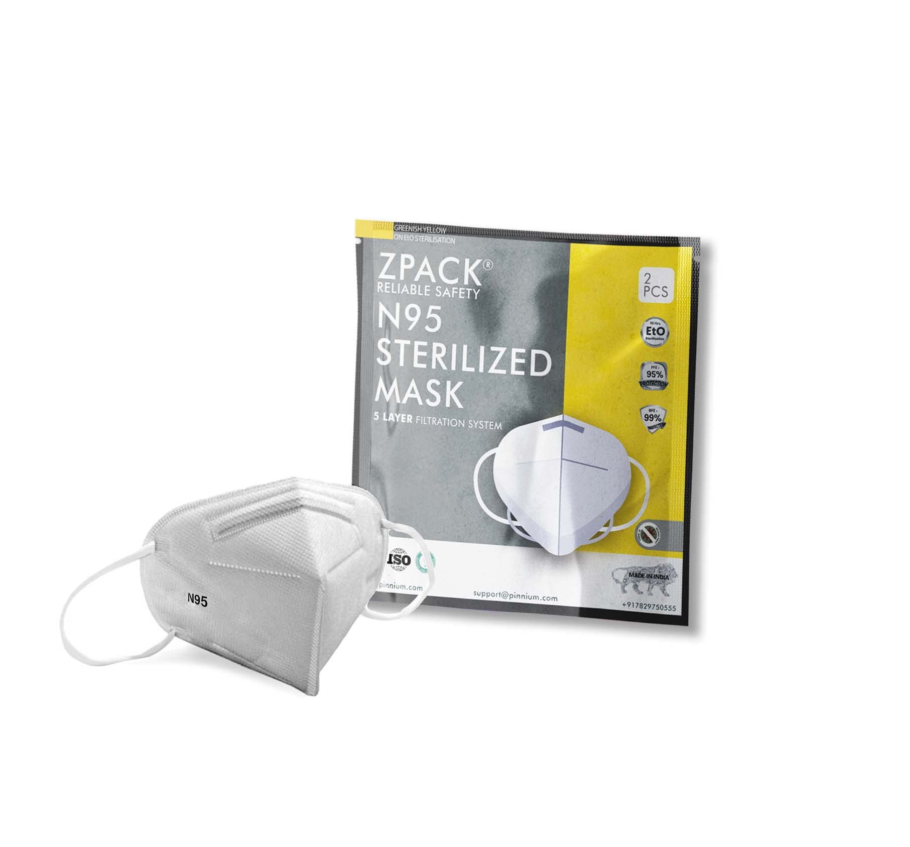 Zpack N95 Guardia EtO Sterlised Mask With Ear Loop 5 Layer Filtration With 100% Meltblown (Grey, Pack of 20) (B09Q1D2GZJ) Amazon Price History, Amazon Price Tracker