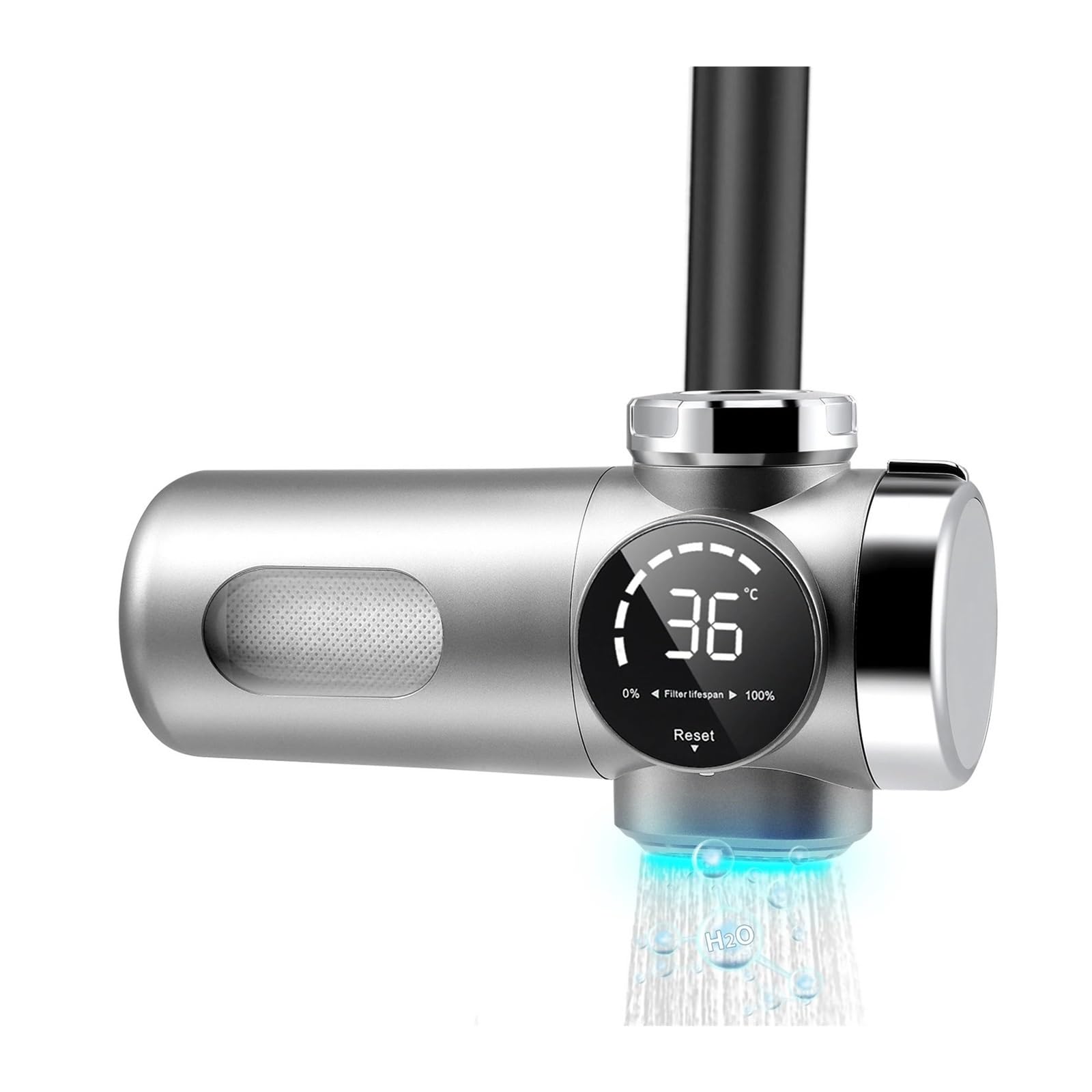 Grifo de baño, Grifo con filtro de agua pantalla LED, purificador grifo luz azul para cloro