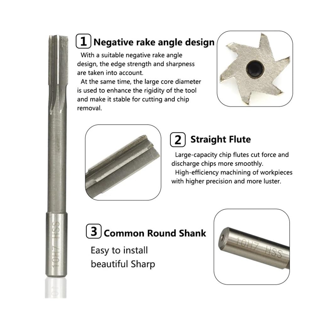 Alésoir de mandrin H7 HSS pour machine à cannelure droite 2 à 12 mm (H7 12 mm)