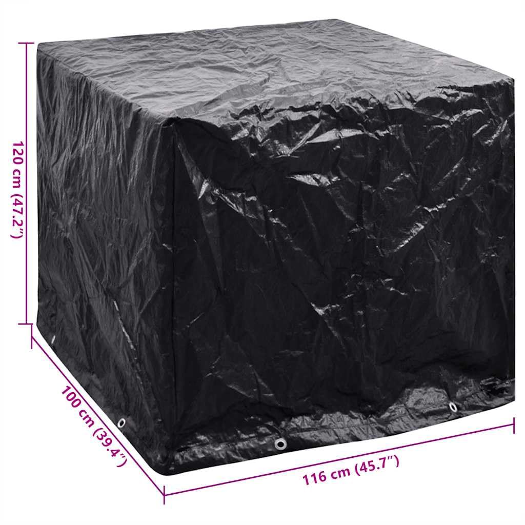 Cubierta para depósito IBC 1000 L polietileno 116 x 100 x 120 cm con 8 ojales de aluminio y cuerda de fijación resistente a la intemperie, resistente a los rayos UV, resistente a la rotura