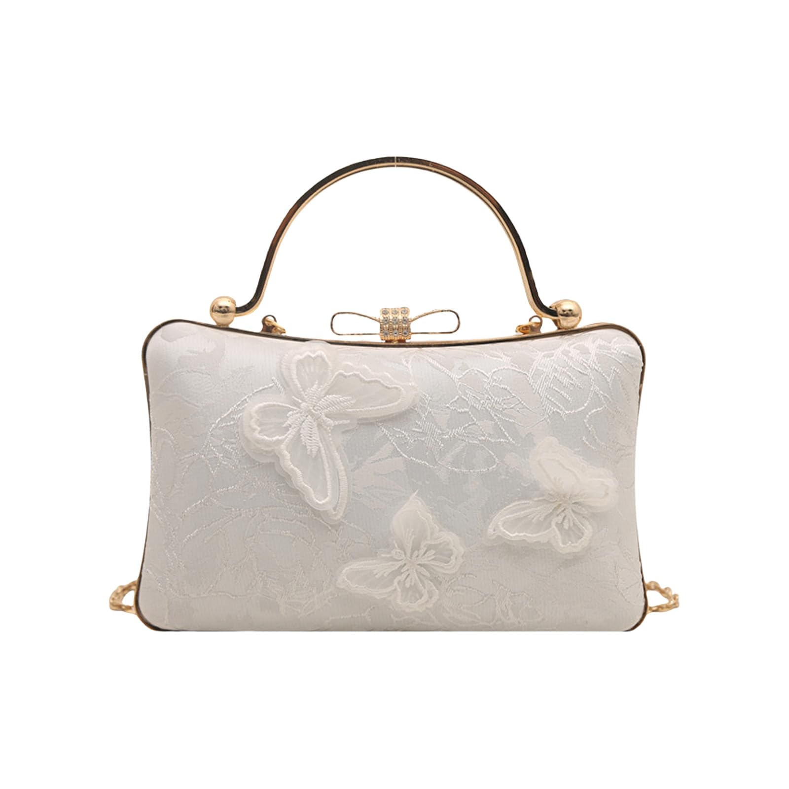 Nuanzhiyuan Women's White Chinese Styles Crossbody Bag For Fashion Handbag Purses Sweet Shoulder Bag Clutches Purse With Buckle Closure
