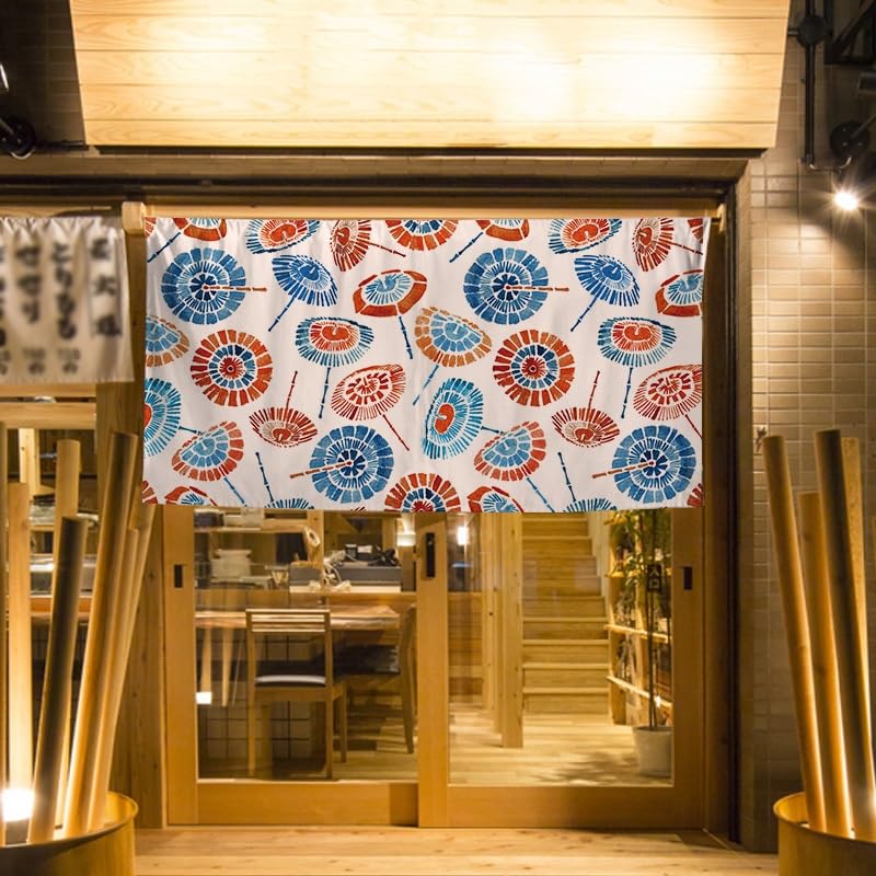 Rideau japonais noren bicolore pour fenêtres et portes de bar à sushi 120x40cm