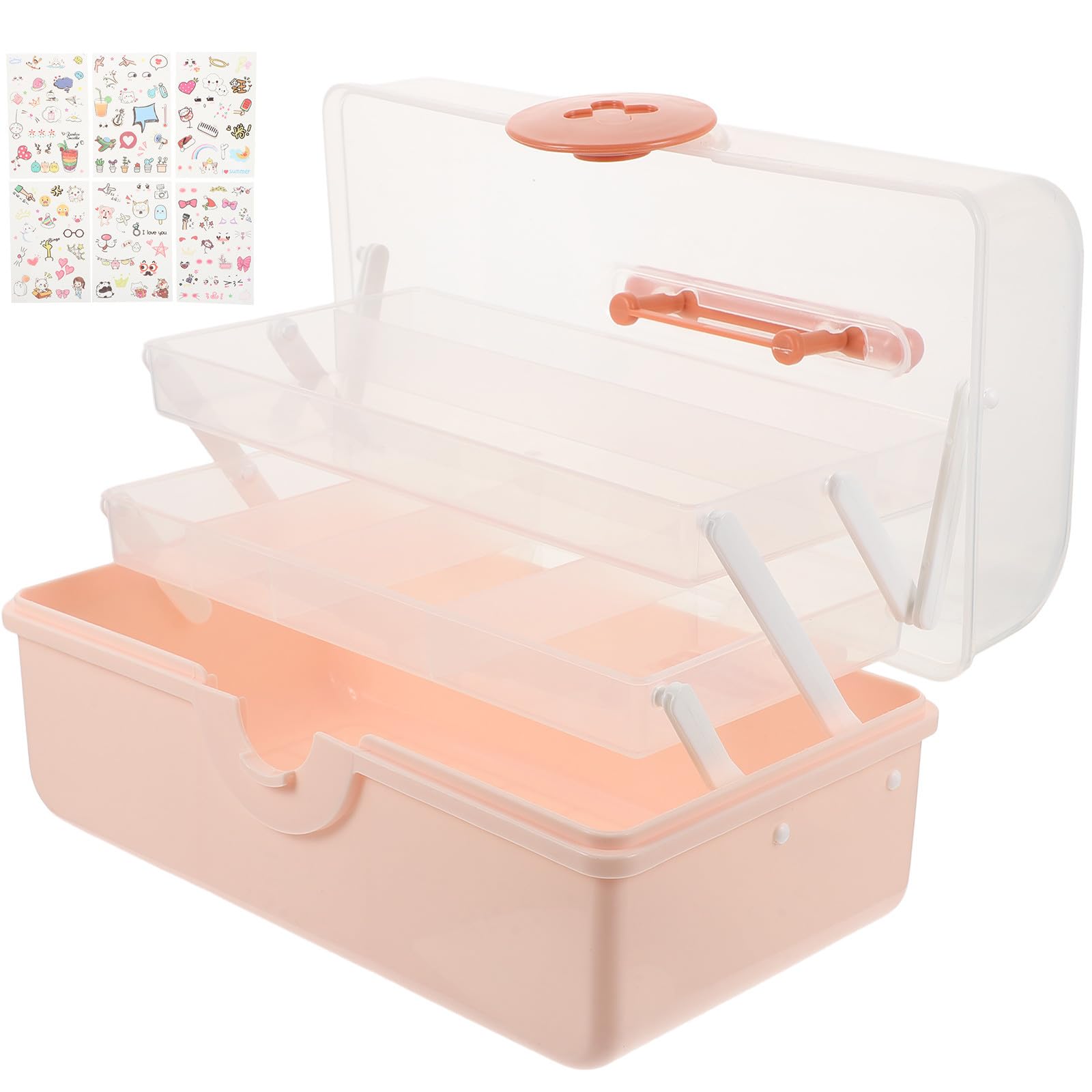 Caja organizadora para pinzas y pulseras rosa con tapa transparente