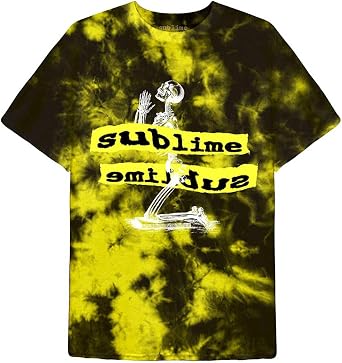 Sublime T Shirt Praying Skeleton Band Logo Official Unisex Dip Dye Yellow Size L