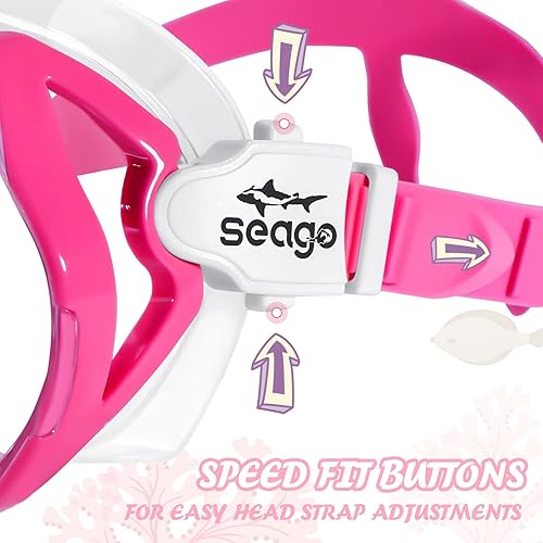 Miniatura 4 de Seago Gafas de natación para niños con cubierta para la nariz, máscara de esnórquel, máscara de buceo y natación, vidrio templado antivaho con