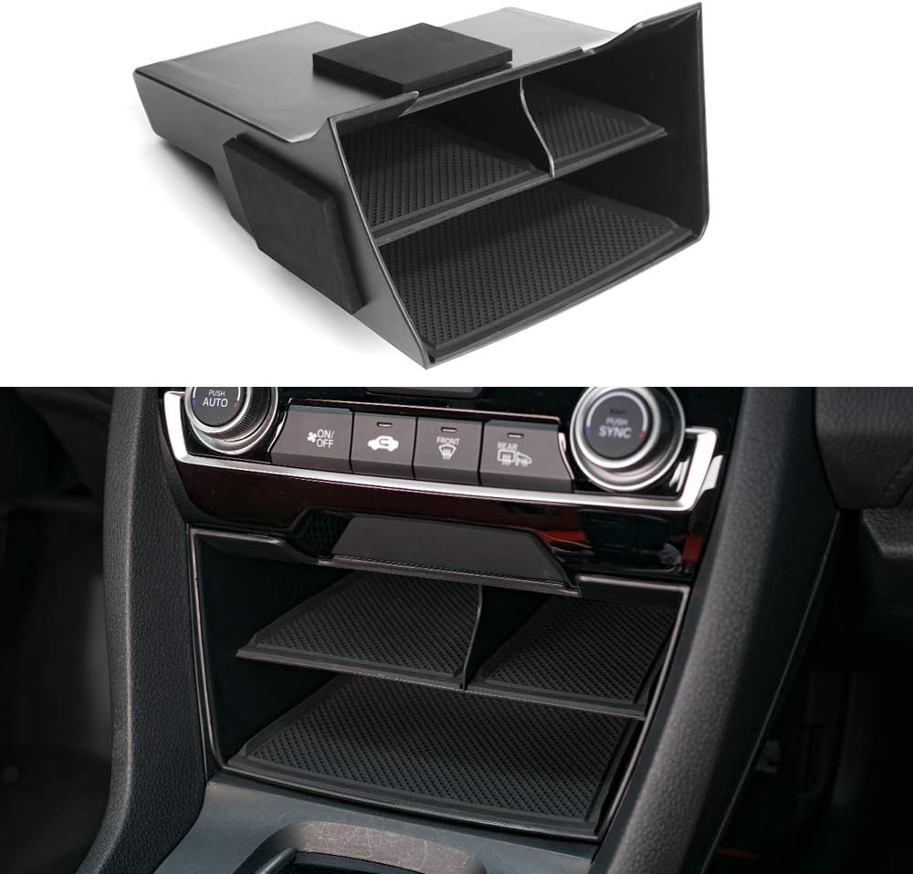 CKE Compatible with Honda Civic 2021 2020 2019 2018 2017 2016 Accessories Car Interior Center Consoles Storage Box Armrest Organizer Tray Insert -Black
