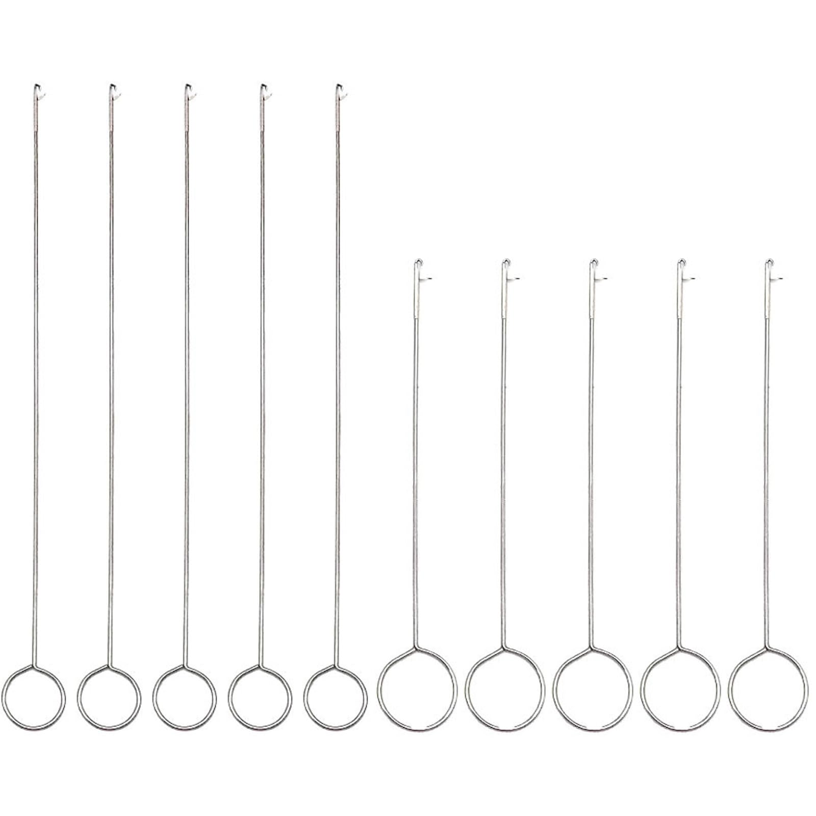 17Pcs Sewing Loop Turner Hook with Latch,Handmade Sewing Tools DIY Knitting Accessories,for Silicone Beads Fabric Tube Straps Belts Strips,2 Size- Long &amp; Short Stainless Steel Loop Turner