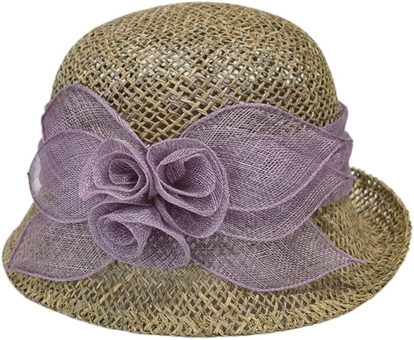 Grass Hat Sun Women's Hemp Flower Warped Overhang Protection Banquet Bowler