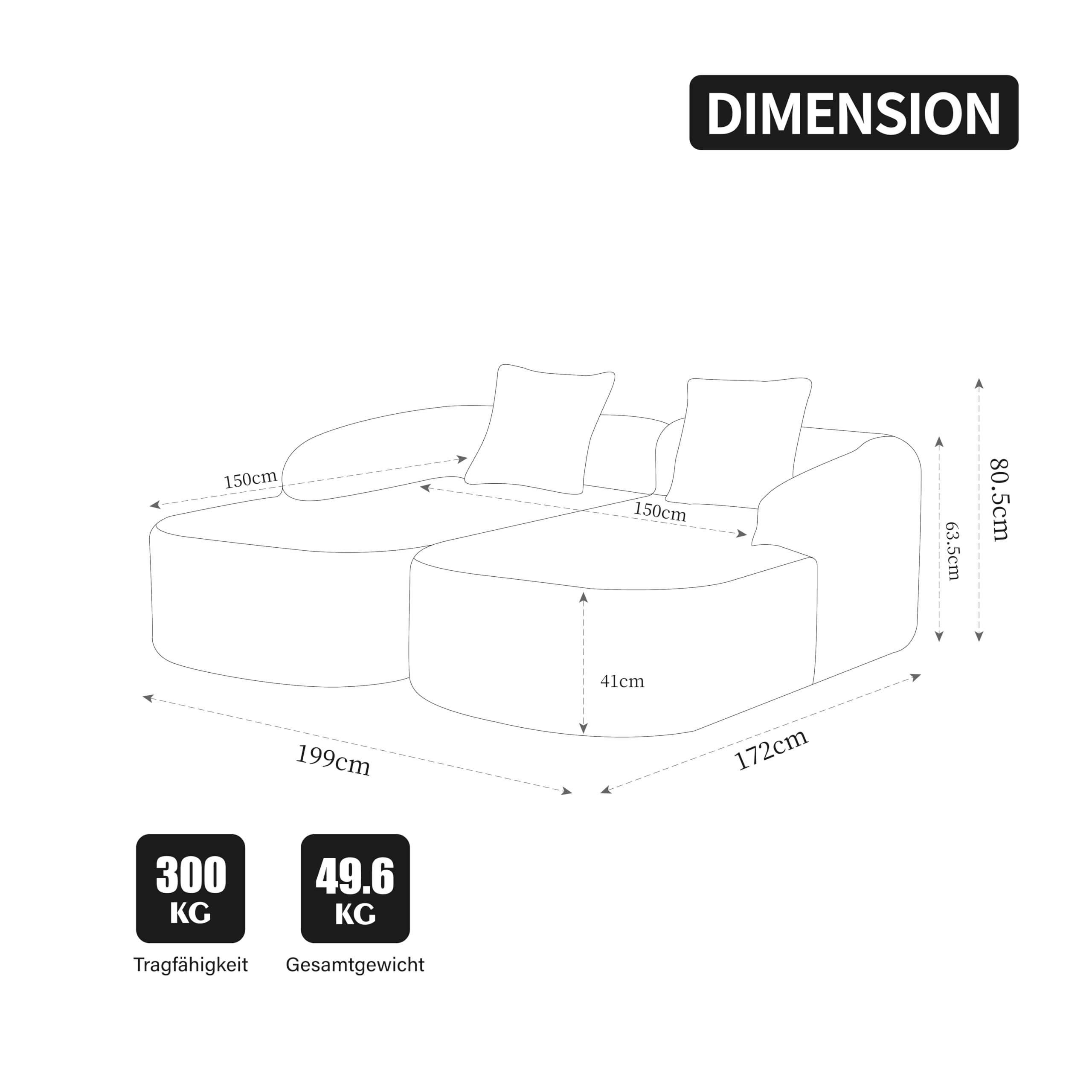 Generisch Sofá modular de chenilla de compresión, color beige, suave para el hogar