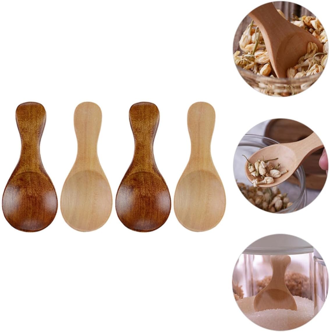 Alipis Short Handle Spoons Easy to Clean Wooden for Seasoning and Jam 4pcs with Smooth Surface for Home and Hotels Kitchen Use