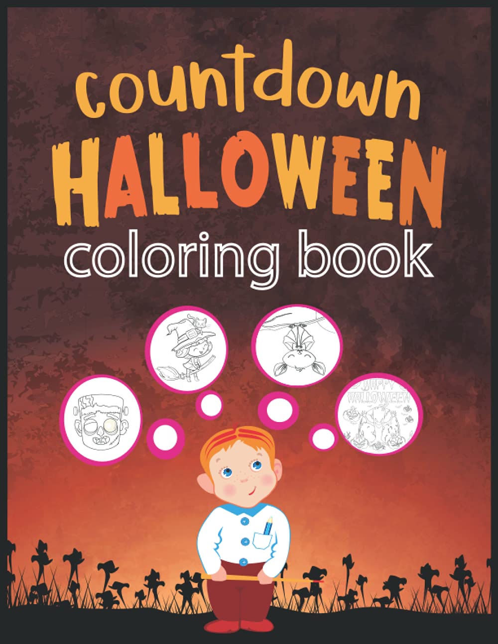 countdown halloween coloring book: Halloween countdown coloring book Perfect Halloween Gift or present For Children 2-9. Easy to Color Halloween Pages.