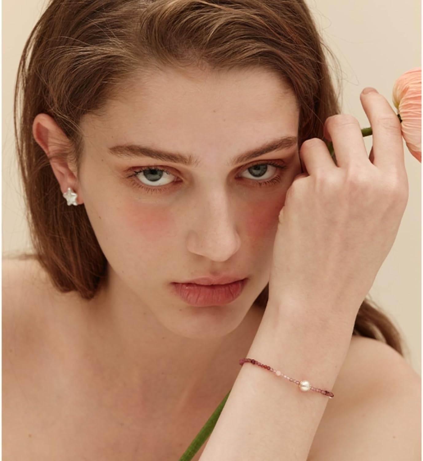 Natural Freshwater Pearl Stud Earrings for Women, Dainty Star/Lover Hear Charm Pendant Baroque Pearl Ear Jewelry Studs, Minimalist Gold Pearl Earrings Eardrop for Mom Lover Her - Image 4