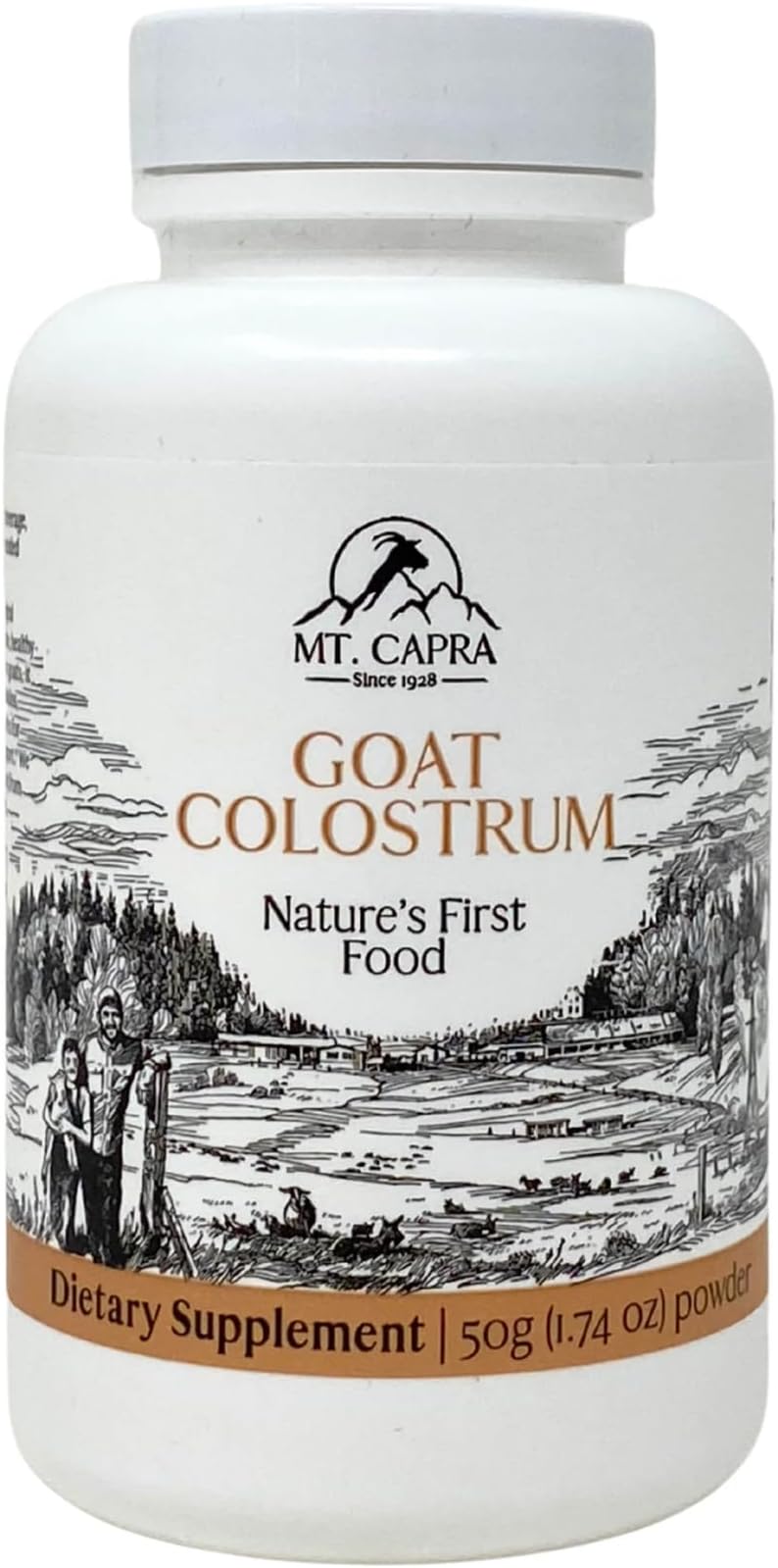Mt. Capra Goat Colostrum | for Healthy Immune System, Gut, and Athletic Performance | Grass-Fed, High in Immunoglobulins | 17 Servings - 50 Grams